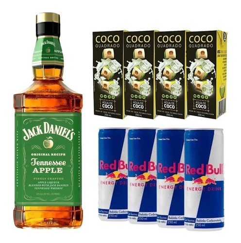 Combo Whisky Jack Daniel's Apple/ Maça Verde + Red Bull