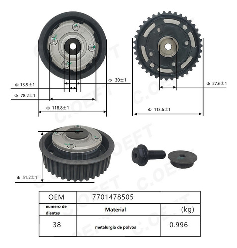 Regulador Fase Del Engranaje Distribución Renault 7701478505