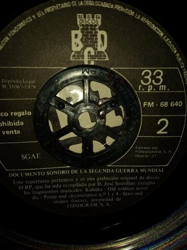Documento Sonoro De La 2 Guerra Mundial Canciones, Marchas (Usado)