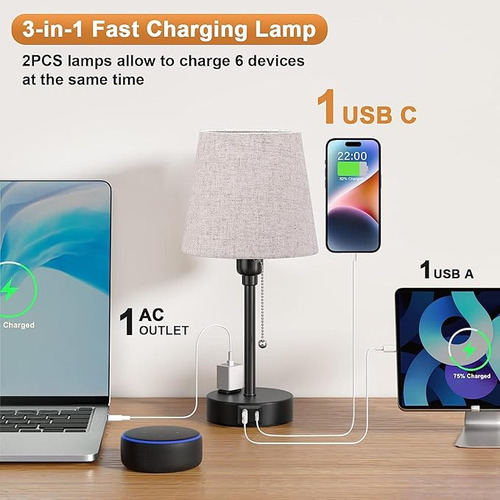Lampara Escritorio Buró Mesa Luz De Noche Led 2pcs Con Focos