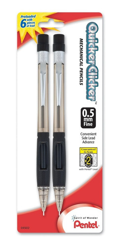 2 X Pentel Quicker Clicker Pd345bp2k6 L-piz Mec-nico, 0,5 M