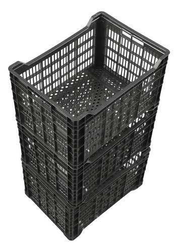 Pack De 3 Cajas Wenco Torito De 47x34x27 Cm Color Negro Lisa