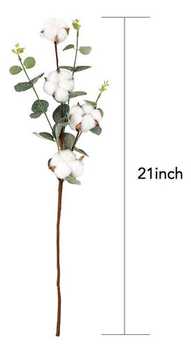 4 Piezas De Decoración De Tallos De Algodón Con Hojas De