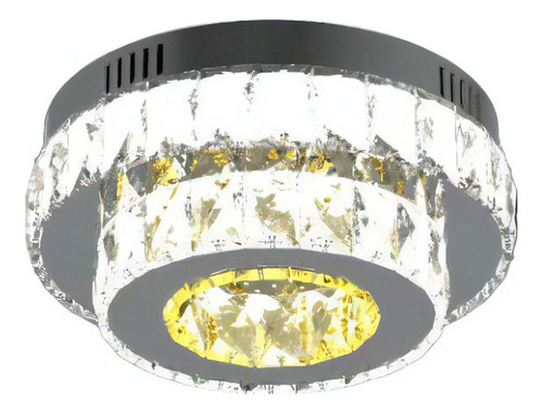 Lustre Plafon De Cristal Redondo 3 Tons C/controle Remoto Cor Prateado 110V/220V