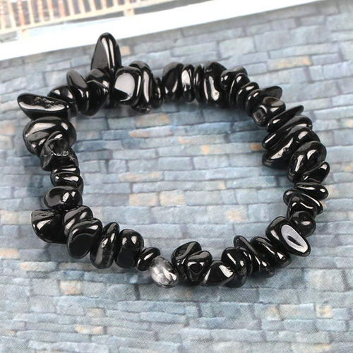 Pulsera De Obsidiana Natural En Chips