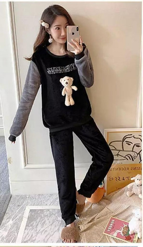Conjunto Pijama Invierno De Dormir Para Mujer De Lana Coral