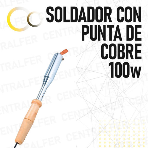 Imagen 2 de 7 de Soldador Para Estaño Punta De Cobre 100w Soldar Mango Madera