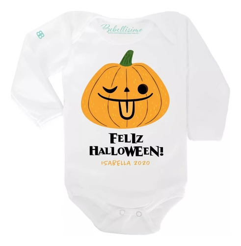 Body Para Bebé Personalizado Feliz Halloween Calabaza Nombre