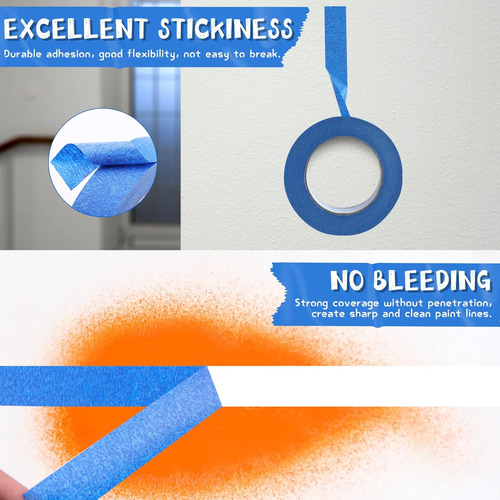 Cinta De Pintor Azul, 1 Pulgada X 60 Yardas X 3 Rollos,...