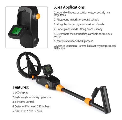 Kkmoon Children Lightweight Handheld Metal Detector Gold