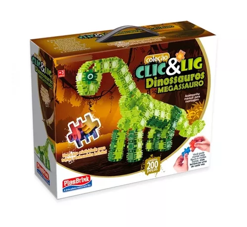 Blocos de Montar Dinossauro Brinquedo Infantil Clic E Lig