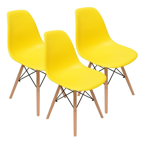 Cadeira de jantar Henn Decorshop Charles Eames DKR Eiffel, estrutura de cor  amarelo, 3 unidades