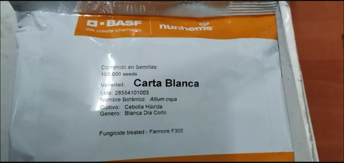 Semilla De Cebolla Carta Blanca F1 100 Milsem Marca Nunhems