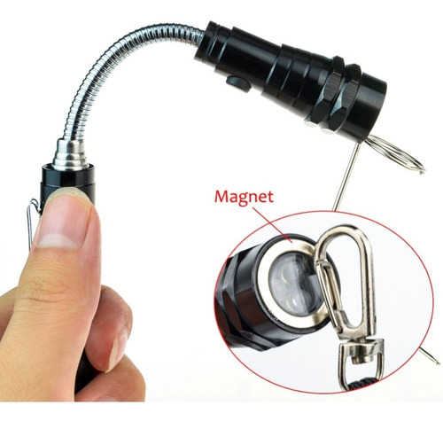 Linterna De 3 Led Telescópica Base Magnética Cuello Extensib