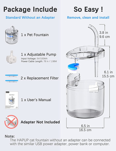 Hapup Fuente De Agua Para Gatos, Dispensador De Agua De Anim