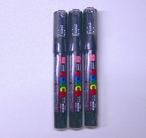 Uni Posca Paint Marker Pc-1m Negro, 3 Bolígrafos Por Paquete