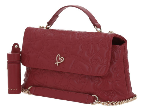 Bolso Tipo Crossbody Gorétt Capitonado Shantal P25 Rojo Lisa Oro Rojo