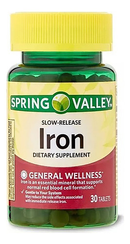 Spring Valley Hierro 45 Mg 30 Tabletas Sabor Sin Sabor puede reducir efectos secundarios gastrointestinales