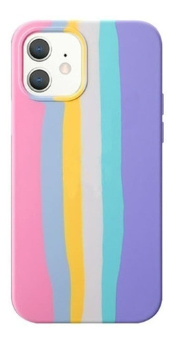 Funda Case Generica P/ iPhone Silicona Arcoiris Pastel Azul