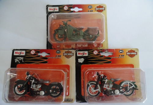 Kit Miniaturas Motos Maisto 3 Harley Davidson - 1:18 Lacrado