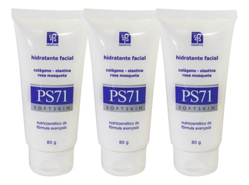 Hidratante Facial Rosa Mosqueta Ps71 80gr Natuflores Kit 3un