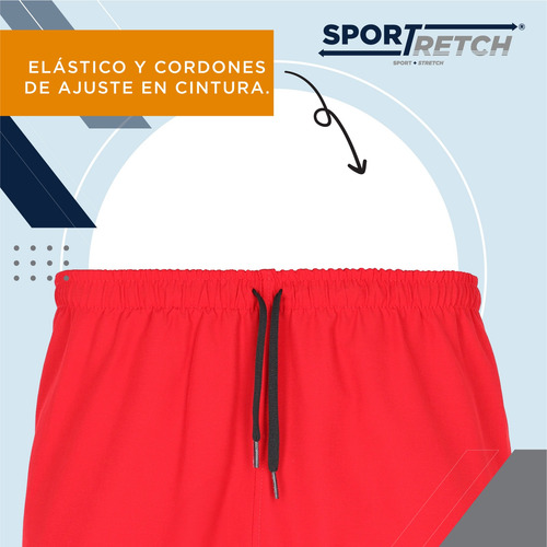 Short Deportivo Stretch Para Hombre Liso Con Bolsas Entrenar