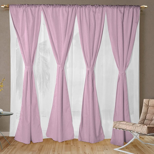 Cortinas En Tela Kit Amelia 150x210 Panama Voile Colores