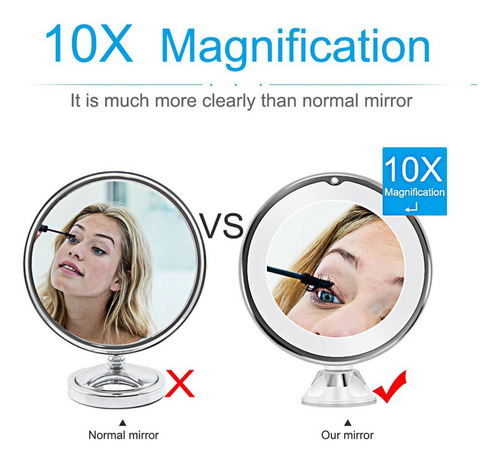 Espejo De Maquillaje Led Con Aumento De 10x Y 18 Luces Led D