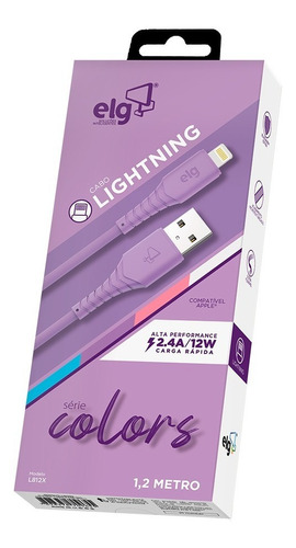 Cabo Lightning ELG Emborrachado 2.4a Roxo 1.2m L812x