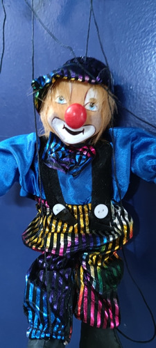 Marioneta Payaso Títere Mediano Con Cables 30cms Alto