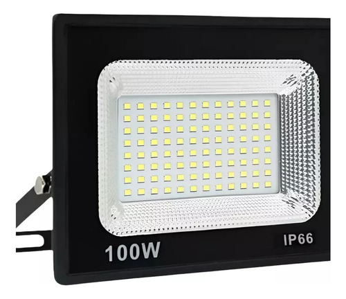 Refletor Led 100w Branco Frio Kit C5 Holofote Ip66 Bivolt Preto Branco-frio