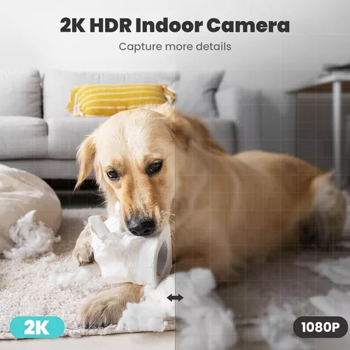 Cámara interior 2K, litokam 360 Pan/Tilt Cámara de seguridad inteligente  para el hogar para mascotas/perros con aplicación de teléfono, cámara de  bebé