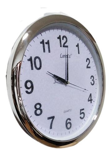 Reloj De Pared Analogico Redondo Mediano 25cm Plateado