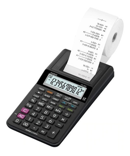 Calculadora Miniprint Casio Hr-8rc Color Negra + Transfo