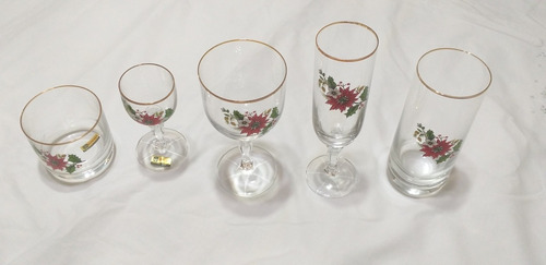 Juego Vasos Y Copas Cristal Con Motivos Navideños 30 Piezas.