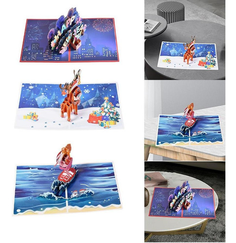 Imagem 5 de 5 de 3pcs Cartões De Natal 3d Up Cumprimentando Crianças