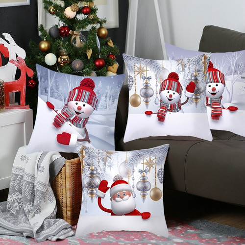 Imagen 4 de 10 de Funda De Cojín De Navidad 8 Piezas 45 X 45 Cm For Año Nuevo