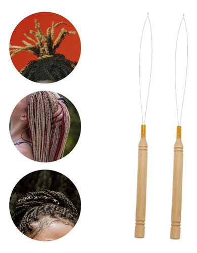 2x Loop Threaders Extensão Do Cabelo Threading Ferramenta