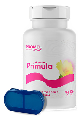 Óleo De Prímula 1340mg Promel 120 Cápsulas + Porta Cápsulas Sabor Sem Sabor