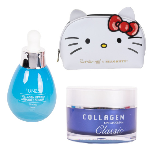 Set Cuidado Para Rostro Colageno + Cosmetiquera Hello Kitty