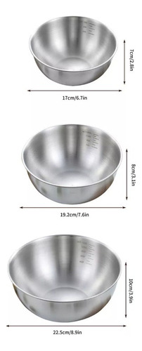 3pzs Tazón Inox Coreano Con Escala Multiusos Y Estilo Trendy