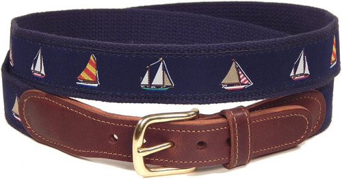 Preston Leather Nautical Veleros Cinturón Azul (48)