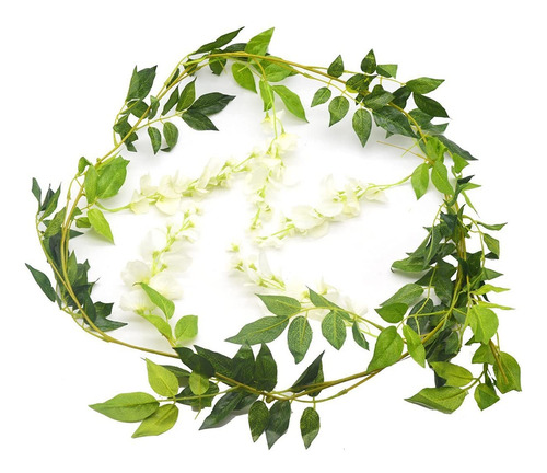 2m Guirnalda Artificial De Wisteria Blanca Decoración