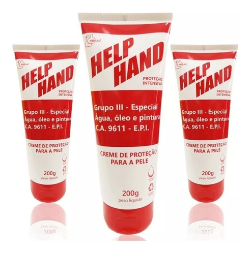 Creme Para Proteção Das Mãos Help Hand 200 Gr - 3unidades