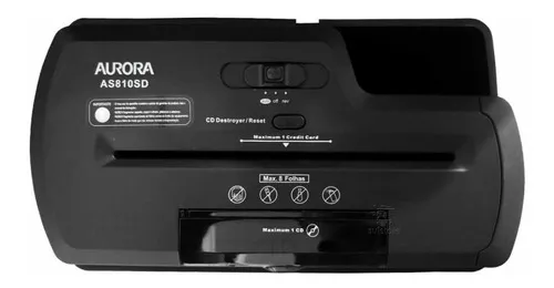 Fragmentadora De Papel Aurora 8 Folhas Cesto As810sd2 Cor Preto