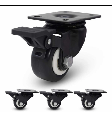 Imagen 4 de 4 de Ruedas Con Freno Para Muebles, Carritos, Vitrinas Y Camas