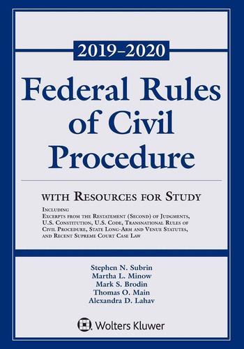 Federal Rules Of Civil Procedure With Resources For Study: Statutory Supplement (supplements), De Subrin, Stephen N.. Editorial Aspen Publishers, Tapa Blanda En Inglés