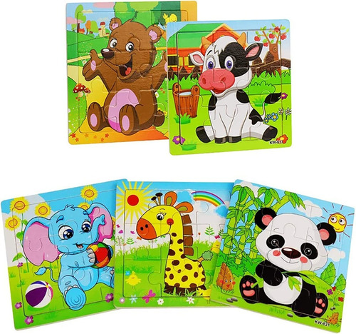 Imagen 2 de 2 de Oferta! 4 Puzzles De Madera Con Motivos De Animales P/ Niños