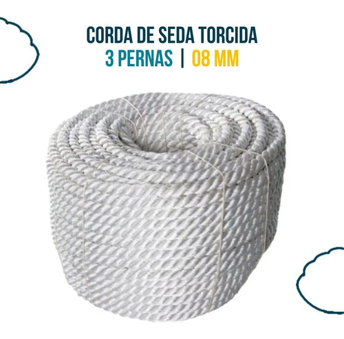 Kit 50 M.corda Torcida 3 Pernas - Cabo Náutico Seda 16 Mm
