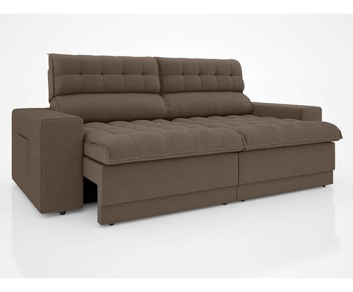 Imagem 12 de 12 de Sofá Omega Retrátil E Reclinável Velosuede Marrom 2,30m (l)